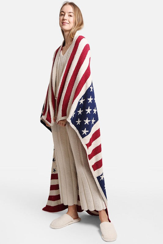 American Flag Print Luxury Soft Throw Blanket
